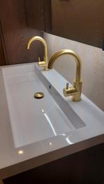 Wastafelkraan en afvoerplug - Mat Goud - Nieuw, Doe-het-zelf en Verbouw, Sanitair, Ophalen of Verzenden, Nieuw, Kraan