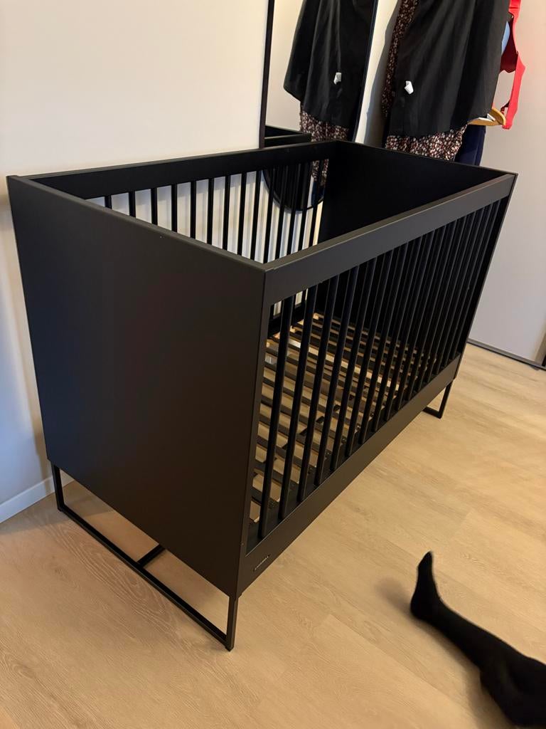 Zwart ledikant modular 120x60, Ophalen, Gebruikt, Ledikant