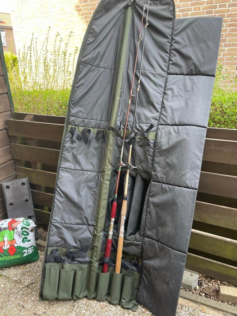 Reddingsvest, foedraal en 2 boothengels - Liefst in één koop, Watersport en Boten, Ophalen, Gebruikt, Koffer of Tas
