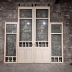 Antieke ensuite deuren met geëtst glas, 19e eeuw, Doe-het-zelf en Verbouw, Deuren en Horren, Ophalen of Verzenden, Glas, Binnendeur