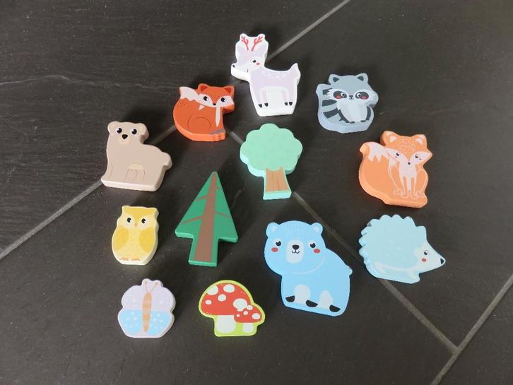 Houten bos dieren blokkenset, 12delig., Kinderen en Baby's, Speelgoed | Houten speelgoed, Zo goed als nieuw, Ophalen of Verzenden