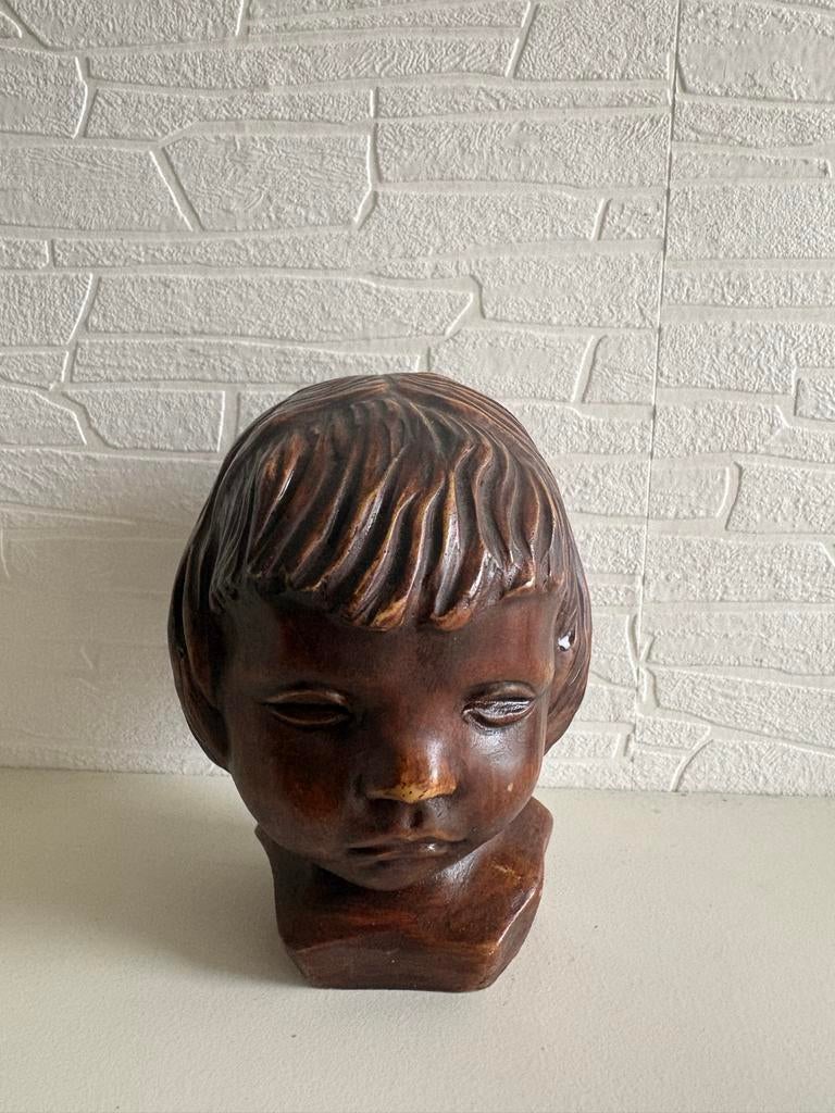 Vintage meisjeskopje Gebroeders Van Paridon, Art Deco, Minder dan 20 cm, Art deco, Buste, Ophalen of Verzenden