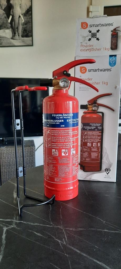 Brandblusser 1kg ABC poeder met houder, Ophalen