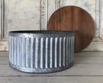 Zinken kuip gekarteld zinken trommel met houten deksel, Ophalen