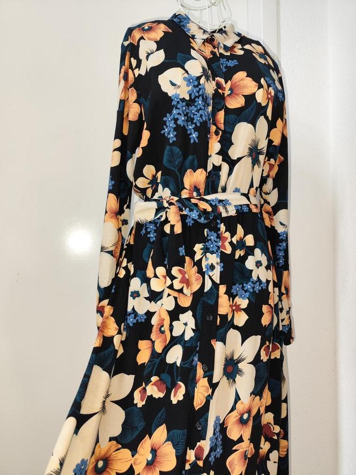 King Louie Olive Tennessee midi-jurk  M, Kleding | Dames, Jurken, Maat 38/40 (M), Zwart, Onder de knie, Ophalen of Verzenden