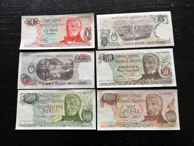 Argentinie 6 x biljetten UNC, Ophalen of Verzenden, Zuid-Amerika, Setje