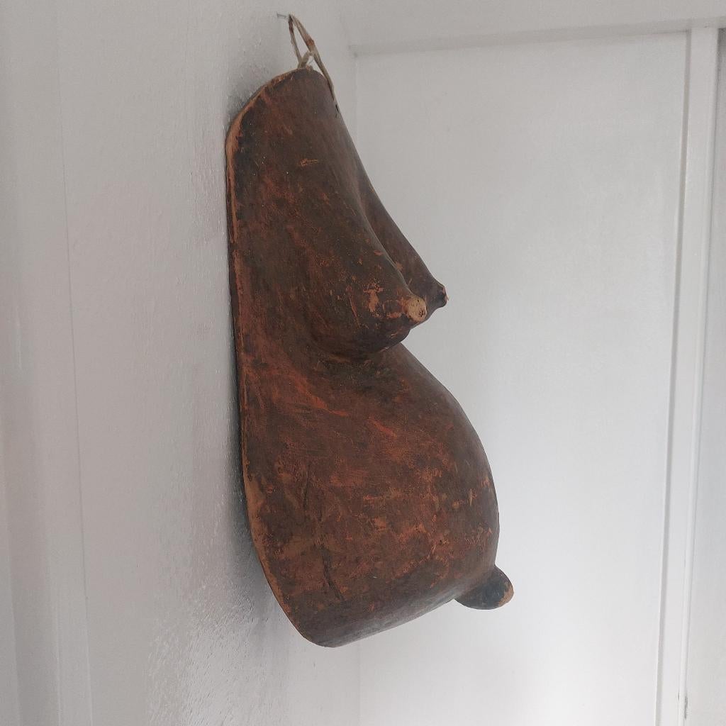 Makonde Tanzaniaans hotsnijwerk zwangere buik, Antiek en Kunst, Ophalen of Verzenden