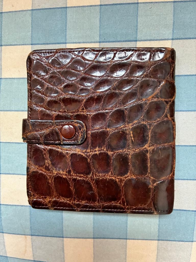 croco portemonnee, Ophalen of Verzenden, Gebruikt, Bruin, Leer