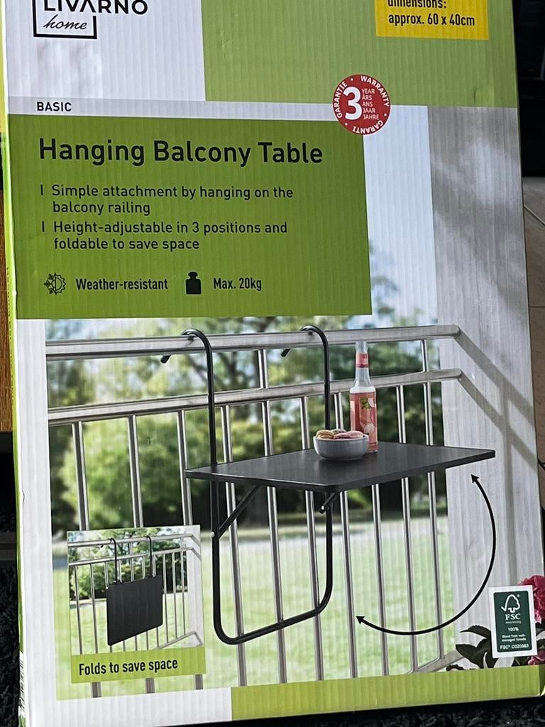 Balkontafel, Ophalen, Zo goed als nieuw, Aluminium