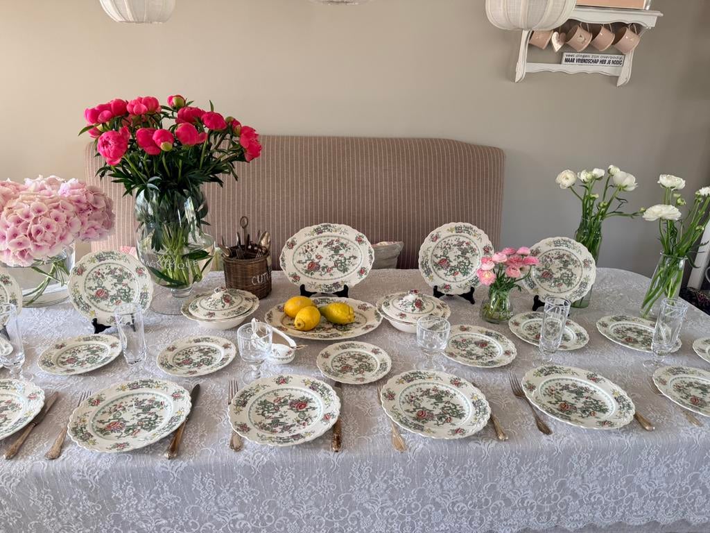 Rown Ducal Chinese Gardennantiek 6 pers porseleinen servies, Antiek en Kunst, Ophalen