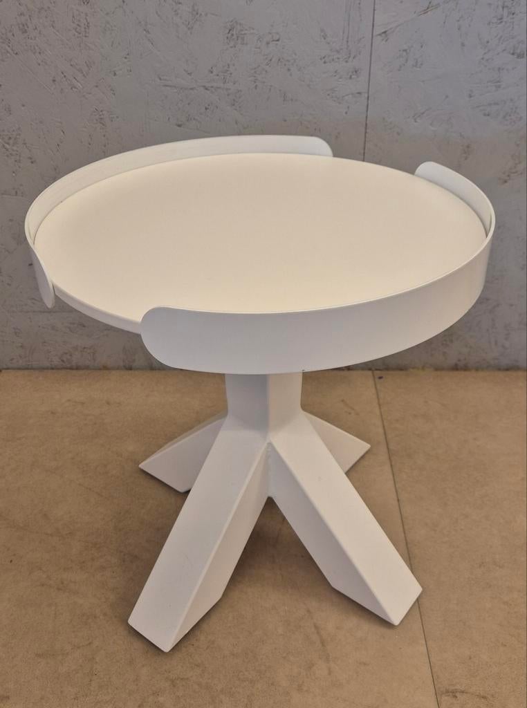 Gispen Dukdalf ronde design bijzettafel wit, Ophalen, Minder dan 45 cm, Minder dan 55 cm, Metaal of Aluminium