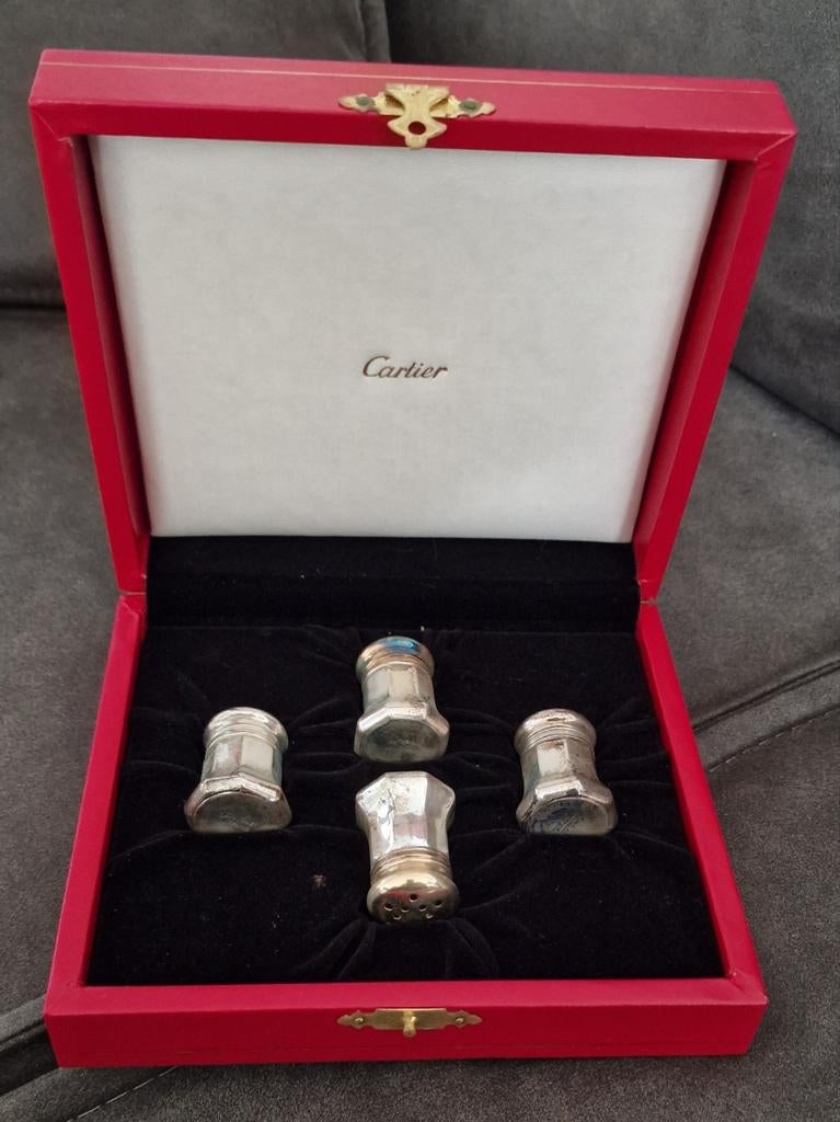 Vintage Cartier sterling zilveren zout/ peper set, Antiek en Kunst, Ophalen of Verzenden