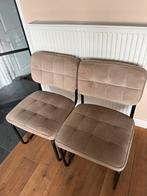 2x Velvet buisframe eetkamerstoel Ivy Kick beige/champagne, Ophalen, Twee, Overige kleuren, Zo goed als nieuw