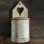 🪵Preloved: Grenen houten bakje en achterwand - Hart🏷️€12,-, Ophalen of Verzenden, Gebruikt, Rond, Hout
