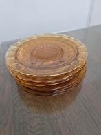Vintage gebak borden amberkleur 8x, Ophalen of Verzenden
