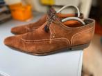 Santoni maat 8 42 42,5 cognac suede italiaans handwerk broq, Bruin, Verzenden, Santoni, Gedragen
