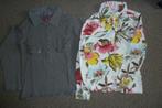 Gebloemde en grijze longsleeve maat 128, Kinderen en Baby's, Meisje, Ophalen of Verzenden, Zo goed als nieuw, Shirt of Longsleeve