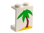 Lego White Panel 1 x 2 x 2 - Solid Studs with Palm Tree on, Ophalen of Verzenden, Gebruikt, Losse stenen, Lego