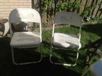 3 stevige inklapbare stoelen wit, Huis en Inrichting, Stoelen, Gebruikt, Metaal, Wit, Ophalen