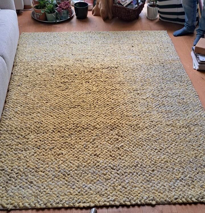 €75!!! Vloerkleed geel gemeleerd grove lus,, Huis en Inrichting, Stoffering | Tapijten en Kleden, Gebruikt, 150 tot 200 cm, 150 tot 200 cm