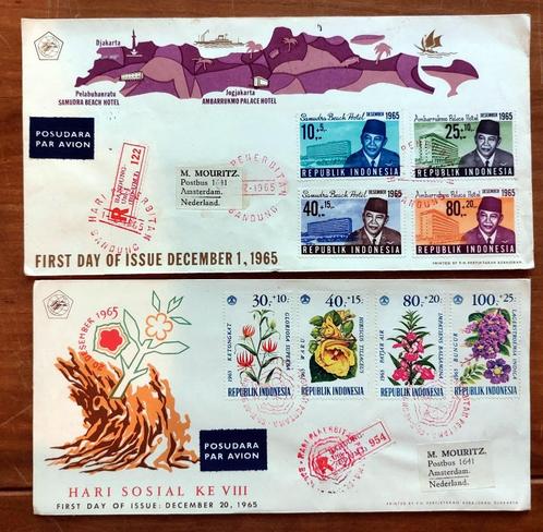 FDC Republik Indonesia 1965, met adres en open achterklep, Postzegels en Munten, Brieven en Enveloppen | Buitenland, Envelop, Verzenden