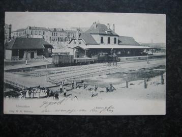 IJMUIDEN Station met Stoomtrein en wagons  1903 ?