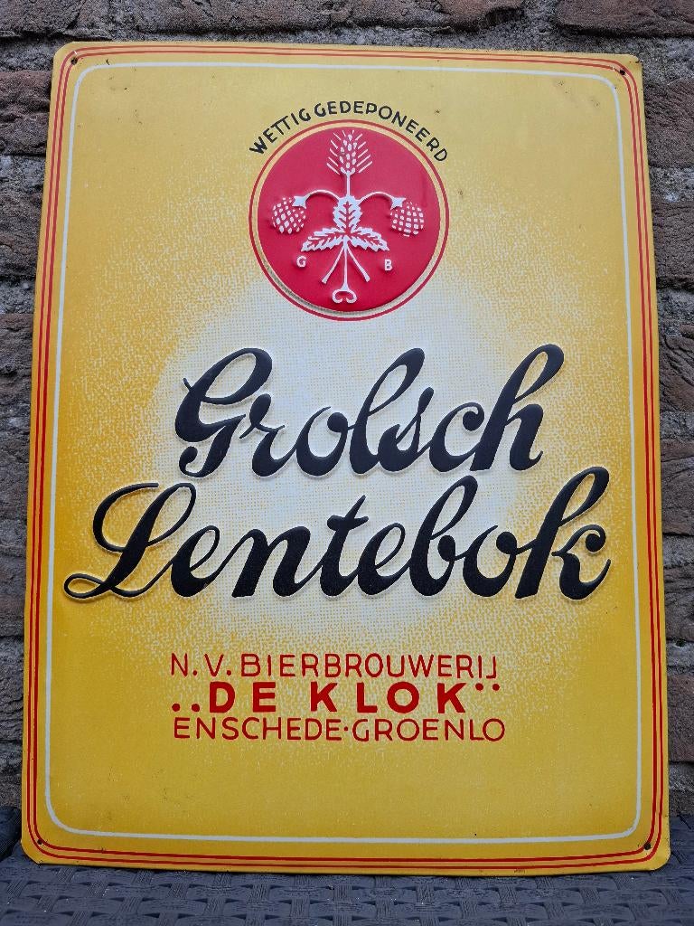 Zeldzaam reclamebord Grolsch Lentebok bier, Ophalen of Verzenden, Nieuw, Reclamebord, Plaat of Schild, Grolsch