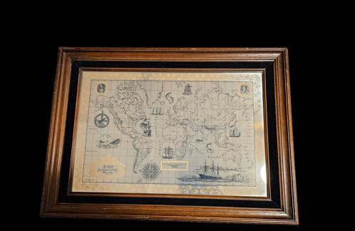 Franklin Mint Royal Geographical Society Sterling Silver map, Antiek en Kunst, Kunst | Tekeningen en Foto's, Ophalen of Verzenden