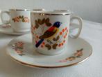 Espresso kopjes en schotels vogels Retro Vintage porceleine, Ophalen of Verzenden