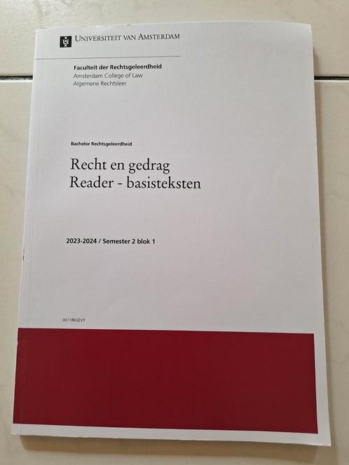 Recht en gedrag Reader - basisteksten UvA, Boeken, Studieboeken en Cursussen, Zo goed als nieuw, WO, Ophalen of Verzenden