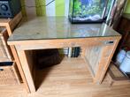 Bureau zomerbloed hout met glasplaat, Ophalen of Verzenden, Gebruikt, Bureau