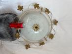 Vintage (Hollywood regency) plafondlamp met metalen bladeren, Ophalen, Gebruikt, Glas, Hollywood Regency