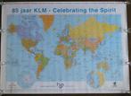 Poster wereldkaart met bestemmingen van KLM. 85 jaar KLM, Ophalen, Zo goed als nieuw, Kaart, Foto of Prent