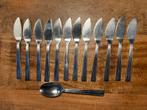 12 verzilverde Art Deco Christofle Mira vismessen plus lepel, Ophalen of Verzenden