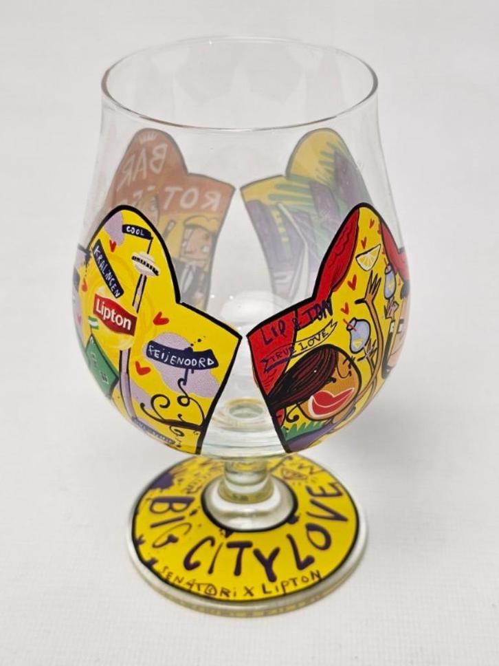 # Lipton ice tea glazen ontworpen door selwyn senatori, Verzamelen, Glas en Borrelglaasjes, Zo goed als nieuw, Frisdrankglas, Ophalen of Verzenden