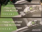 21 v heggenschaar met trimmer 2 li-ion accu,s, Ophalen of Verzenden, Nieuw, Accu