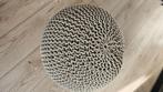 Ronde, grijze gebreide poef, Huis en Inrichting, Ophalen, Overige materialen, Minder dan 50 cm, Gebruikt