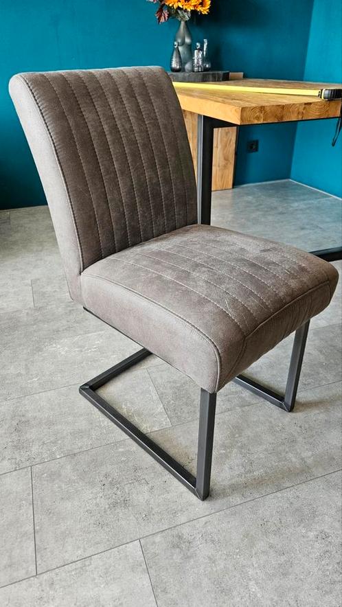 Antraciet eetkamerstoelen (set van 4), Huis en Inrichting, Stoelen, Zo goed als nieuw, Vier, Stof, Grijs, Ophalen
