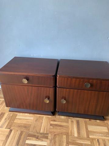 Art Deco Nachtkastjes - Set van 2 - Teak beschikbaar voor biedingen