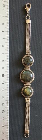 Bijzondere zilveren armband met labradoriet stenen, Verzenden, Zo goed als nieuw, Met edelsteen, Zilver