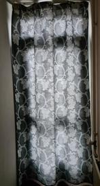 Overgordijn, donkergrijs/grijs motief. H.2.40 mtr., 100 tot 150 cm, 200 cm of meer, Ophalen of Verzenden, Zo goed als nieuw