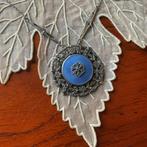 PRACHTIG ANTIEK ART DECO COLLIER MET EMAILLE+MARKESIETJES, Ophalen of Verzenden, Zilver, Ketting, Met edelsteen