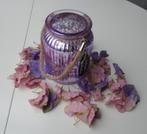 VAASJE PAREL/ WINDLICHT PURPLE 14,5 CM HORTENSIA BLAADJES, Antiek en Kunst, Curiosa en Brocante, Ophalen of Verzenden