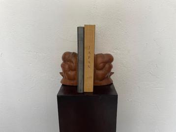 VTG Zeldzame set Teakhouten huilende Boeddha boekensteunen beschikbaar voor biedingen