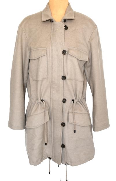 Stefanel wollen mantel, jas, kaki/grijs, Mt. 38 / M, Kleding | Dames, Jassen | Winter, Zo goed als nieuw, Maat 38/40 (M), Overige kleuren