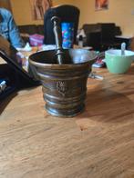 Antieke bronzen vijzel met stamper, Huis en Inrichting, Ophalen of Verzenden, Gebruikt