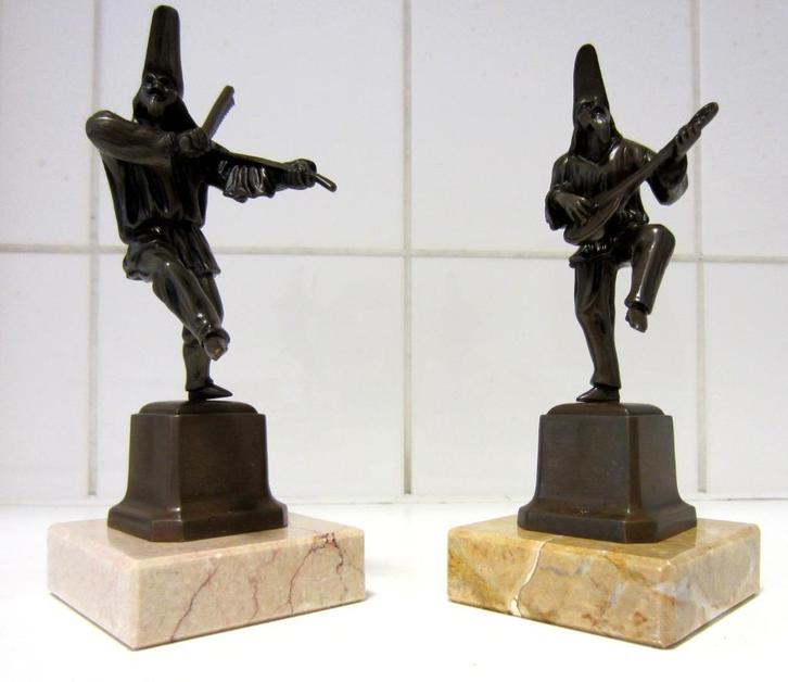 ===2 bronzen beelden===c a 1920===muzikanten===, Antiek en Kunst, Antiek | Koper en Brons, Brons, Ophalen of Verzenden