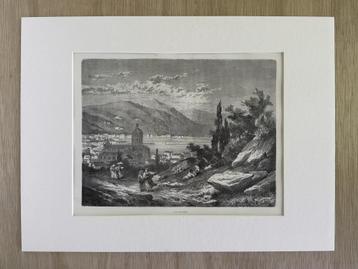 Como - Originele houtgravure 1877 - Uitzicht op stad en meer beschikbaar voor biedingen