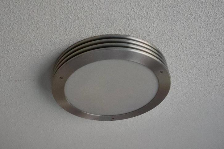 3 plafonnières Dijkstra. Model Strato, diameter 37 cm DESIGN, Huis en Inrichting, Lampen | Plafondlampen, Gebruikt, Glas, Metaal