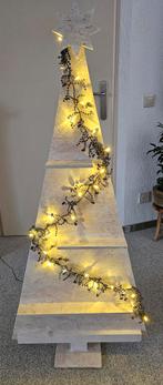 Houten witte kerstboom met verlichting., Diversen, Kerst, Ophalen